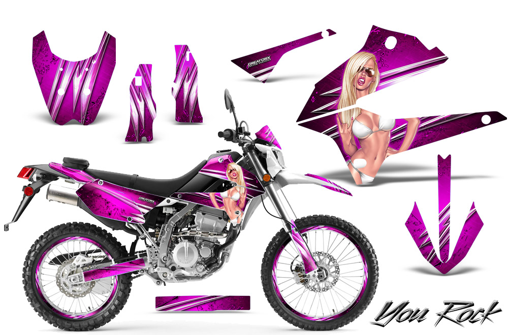 Kawasaki KLX DTRACK Graphics Kit You Rock Pink NP Rims